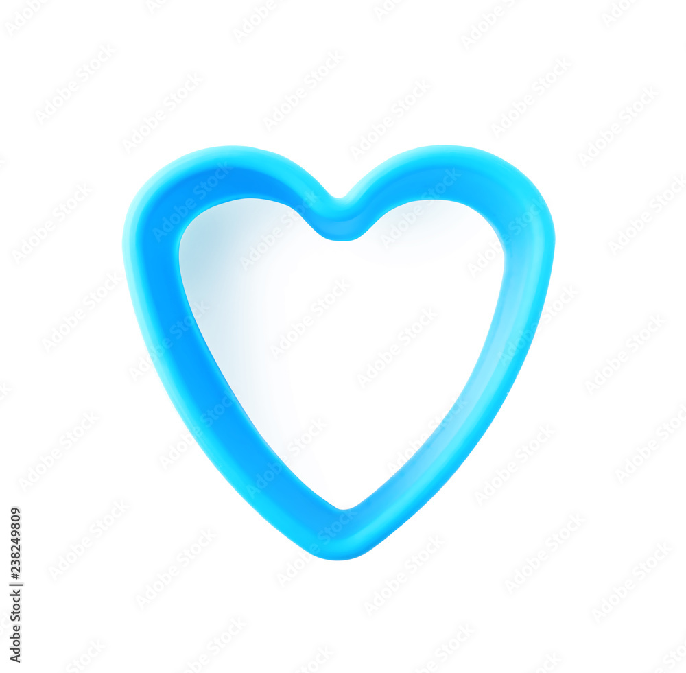 Heart shaped cookie cutter on white background, top view Heart shaped cookie cutter on white background, top view