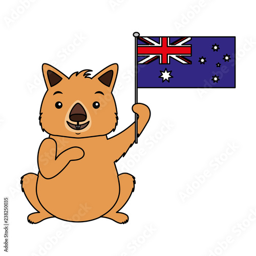 wombat with hat australian flag celebration