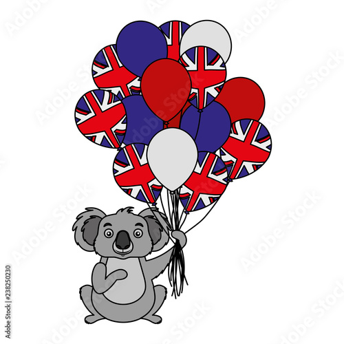 koala with hat and balloons australian flag