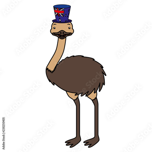 emu with hat australian flag celebration