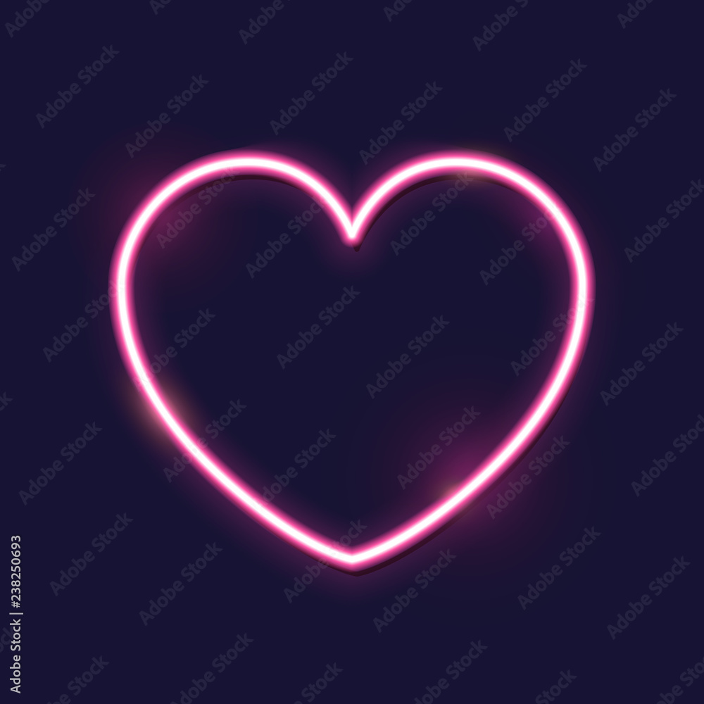 Pink bright heart, neon sign. Isolated design element for Valentine's day. Pink bright heart, neon sign. Isolated design element for Valentine's day.