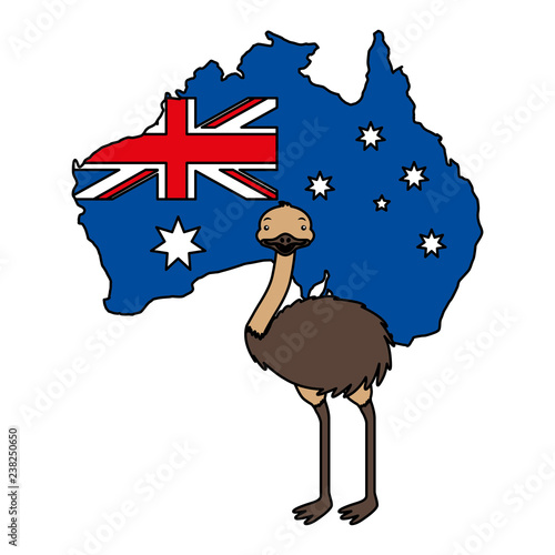 emu with hat australian flag map