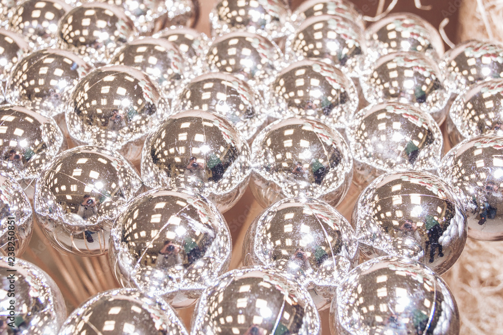 silver balls close-up decoration for Christmas silver balls close-up decoration for Christmas