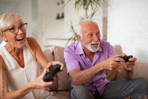 Senior couple having great time photo