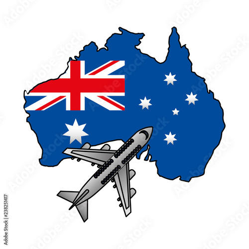 australian flag map flying airplane