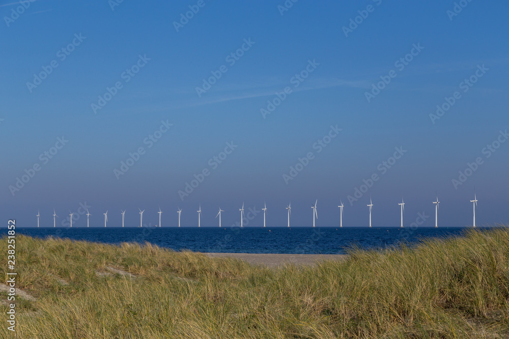 Offshore wind power plants and sand dunes