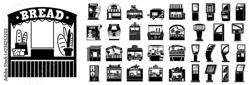Kiosk icon set. Simple set of kiosk vector icons for web design on white background