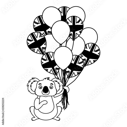 koala with hat and balloons australian flag
