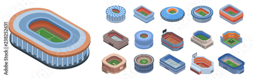 Arena icon set. Isometric set of arena vector icons for web design isolated on white background