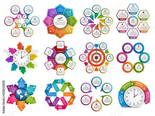 Collection infographics. Vector design elements. Infographics for business presentations or information banner, workflow layout, flow chart.