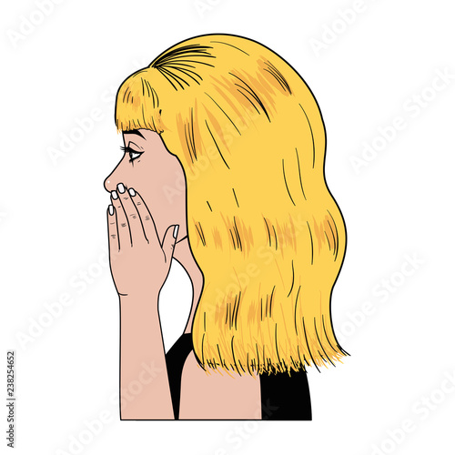 woman telling a secret avatar character