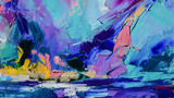 Fragment. Multicolored texture painting. Abstract art background. oil on canvas. Rough brushstrokes of paint. Closeup of a painting by oil and palette knife. Highly-textured, high quality details.
