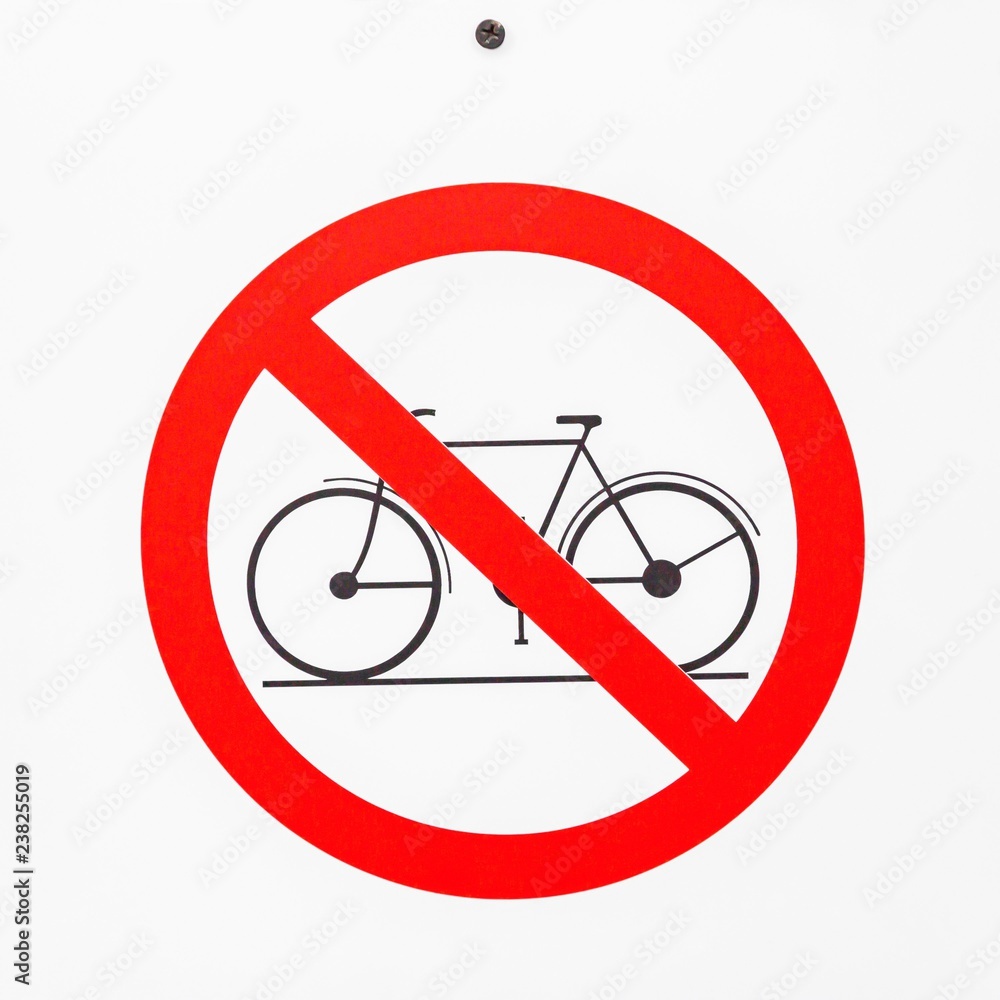 No cycling sign on white background. Bicycle prohibition sign No cycling sign on white background. Bicycle prohibition sign