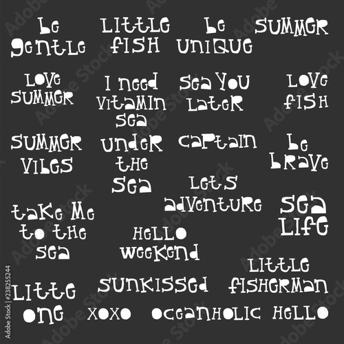 Big kids collection of fun summer lettering phrases cut out of paper. Vector illustration