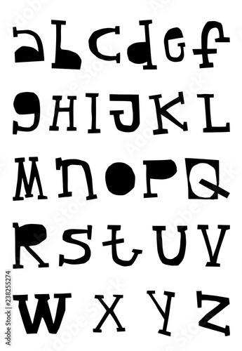 ABC - Latin alphabet. Unique nursery poster with letters cut out of paper in scandinavian style.