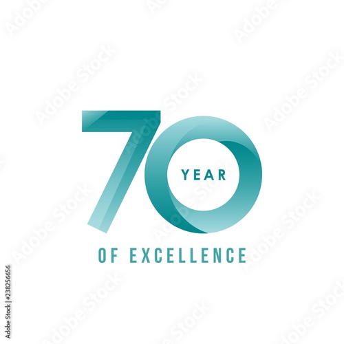 70 Year of Excellence Vector Template Design Illustration