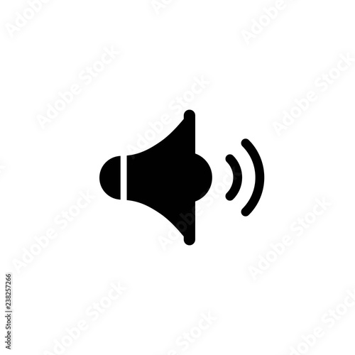 black audio speaker isolated on white background. Flat simple vector