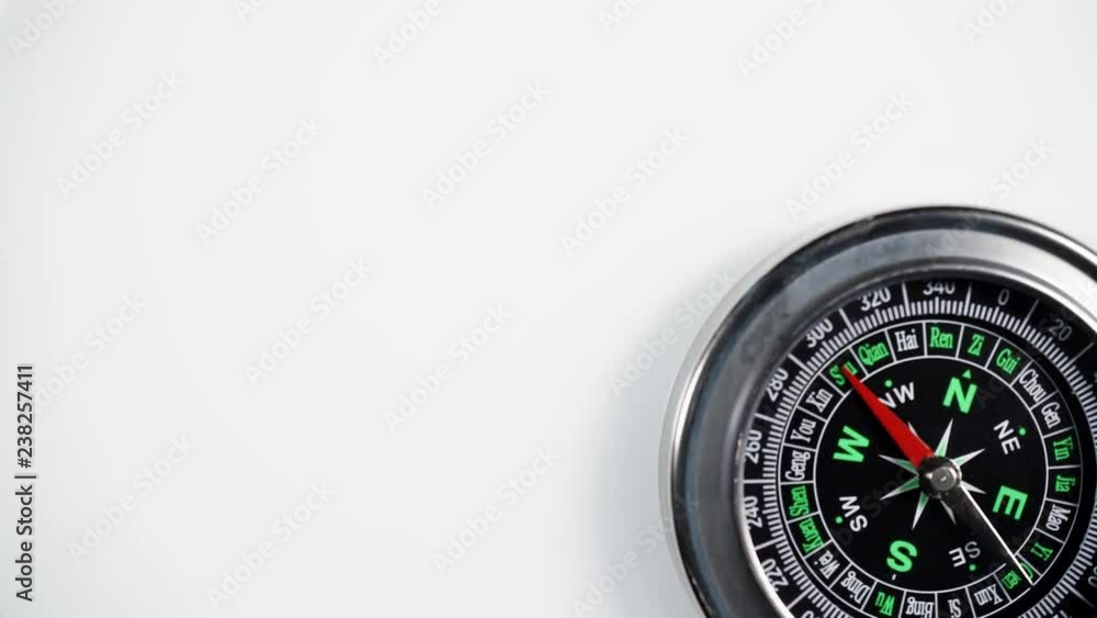 Compass rotating on white background. Copy space text area. Travel, tourism and exploration Compass rotating on white background. Copy space text area. Travel, tourism and exploration