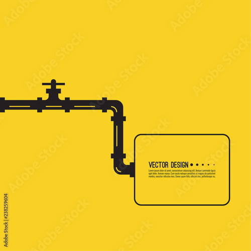 The pipeline with  stopcock, fittings and valves. Vector illustration.
