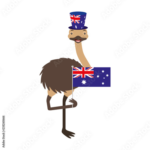 emu with hat australian flag celebration