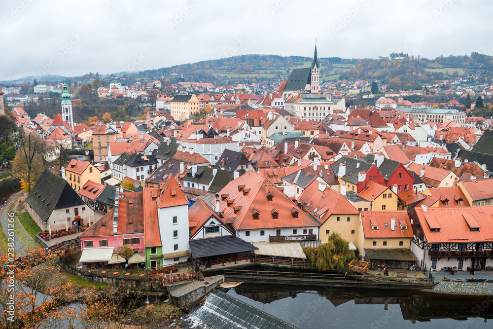 panoramic view of medieval town of cesky krumlov