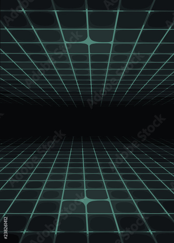 abstract techno background, grid perspective © LanaPo