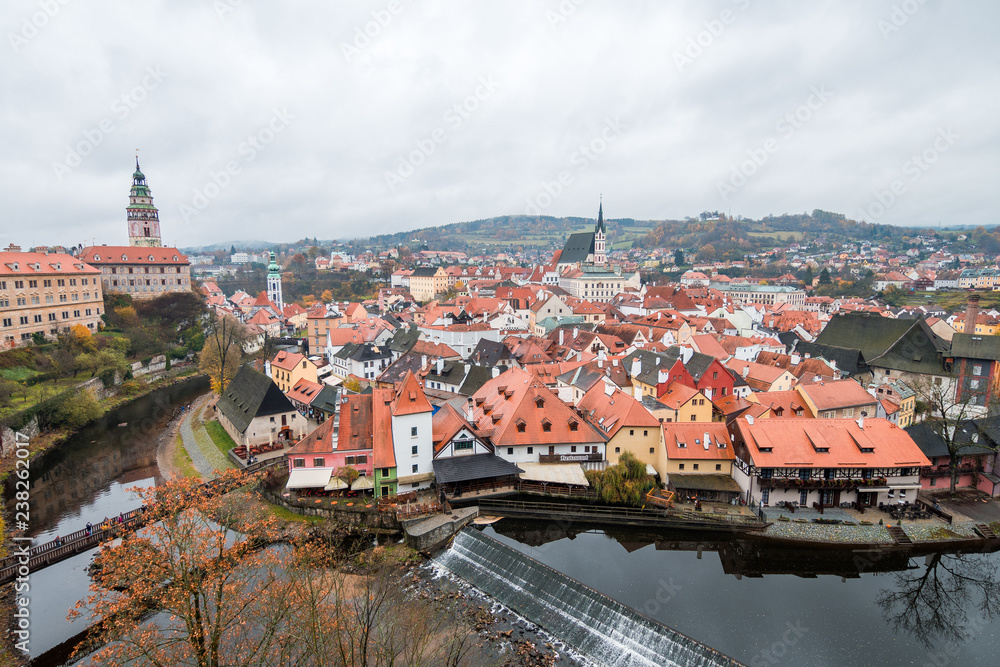 panoramic view of cesky krumlov medieval town