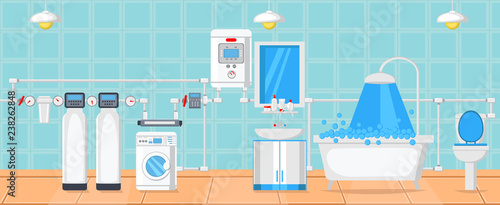 Bathroom and Plumbing Concept. Vector Illustration