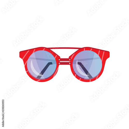 Cool fashionable youth glasses of an unusual form with color glasses and a frame.