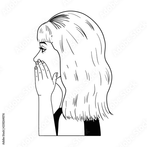 woman telling a secret avatar character