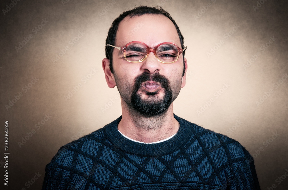 Obraz premium Portrait of funny bearded man with expressions