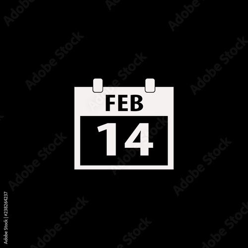 Calendar 14 February vector icon. flat Calendar 14 February design. Calendar 14 February illustration for graphic