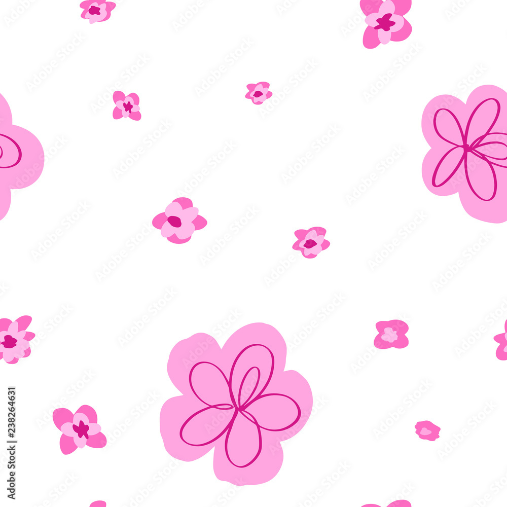 Obraz premium Floral seamless pattern. Endless spring background with hand drawn ethnic flowers. Template for summer design, postcards, print, poster, party, Valentine's day, Mothers day, vintage textile. Vector.