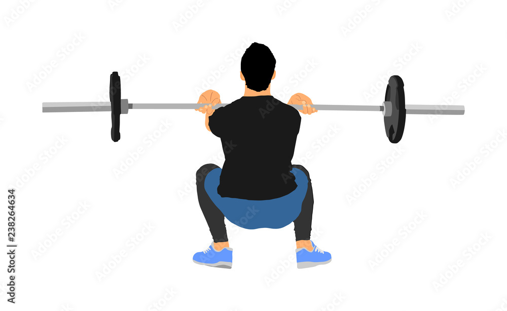 Weightlifter in gym vector illustration isolated on white background. Working out. Sports guy doing exercise with barbell. Sports man body builder in training. Health and fitness. Personal trainer. Weightlifter in gym vector illustration isolated on white background. Working out. Sports guy doing exercise with barbell. Sports man body builder in training. Health and fitness. Personal trainer.