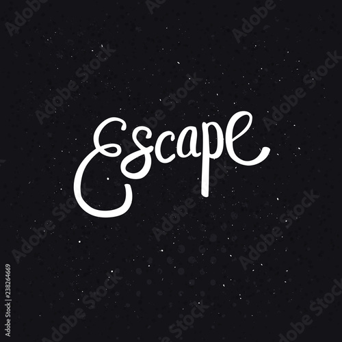 White Escape Text on Dotted Black Background