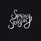 Spring Season Phrase on a Dotted Black Background