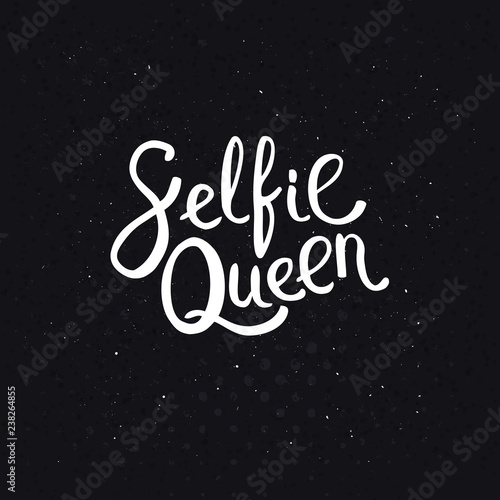 Selfie Queen Texts on Abstract Black Background