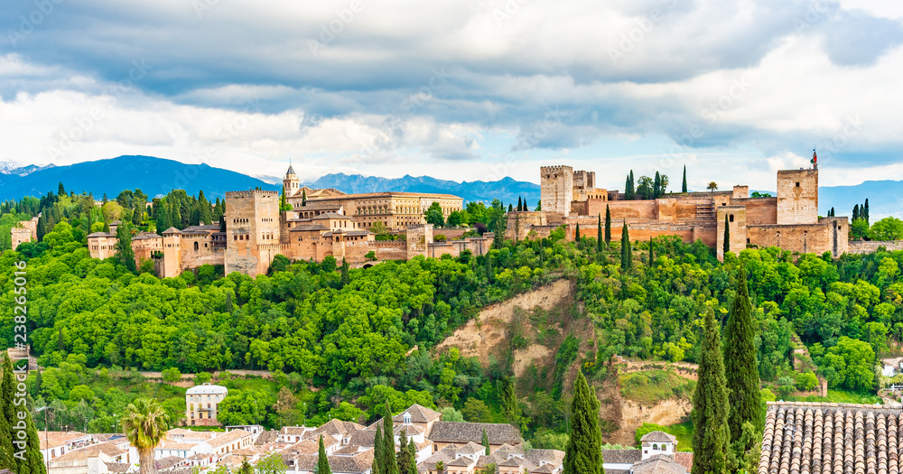 Landscape with Alhambra palace, Granada, Andalusia, Spain