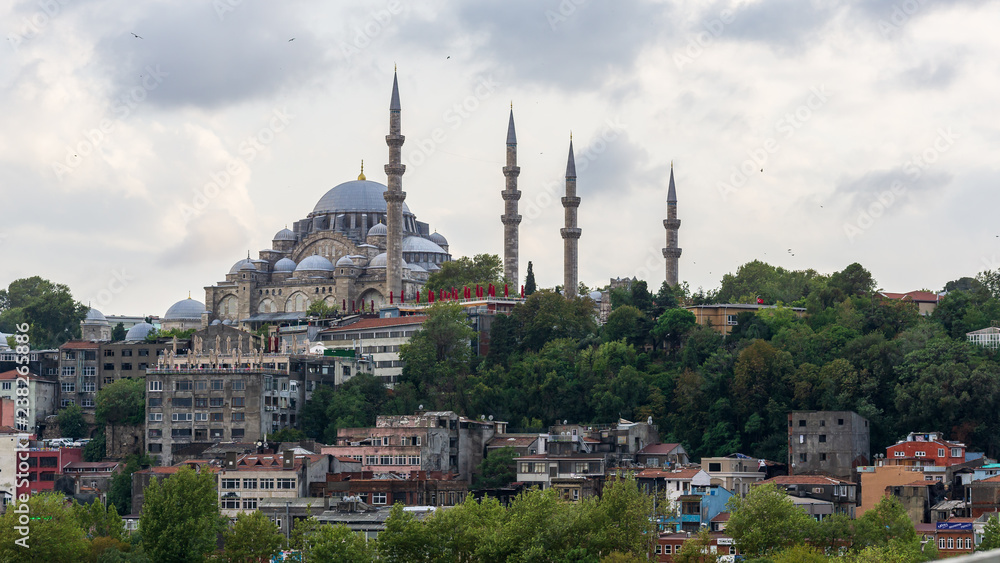 Suleymaniye mosque seen from the train station, Istanbul, Turkey