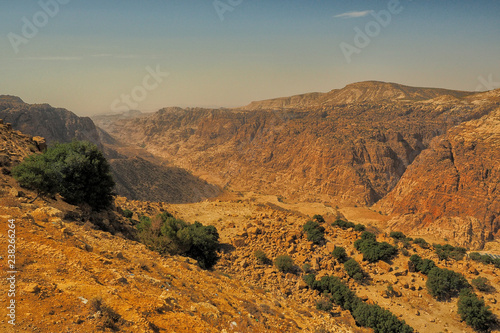 Wadi Dana Reserve typical landscape. Wadi Dana National Park. Jordan