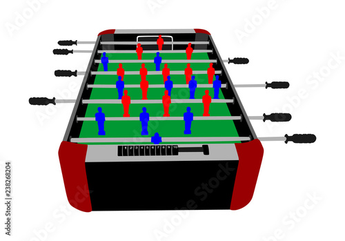 Foosball Soccer Table Game vector isolated on white background. Foosball board game. Entertainment in pub after work.