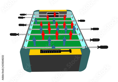 Foosball Soccer Table Game vector isolated on white background. Foosball board game. Entertainment in pub after work.