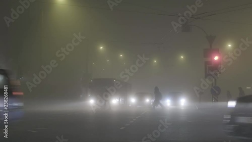 Foggy streets at night