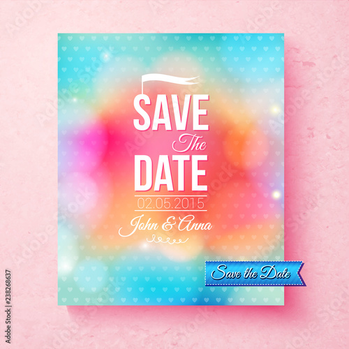 Colorful Save The Date template textured with dots