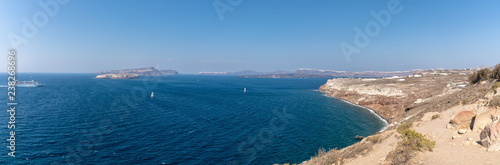 Fototapeta Naklejka Na Ścianę i Meble -  Akrotiri lighthouse - Santorini Cyclades island - Aegean sea - Greece