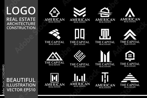Mega Set and Big Group, Real Estate, Building and Construction Logo Vector Design Eps 10