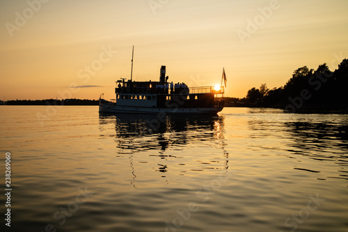old ship in sunset helsinki