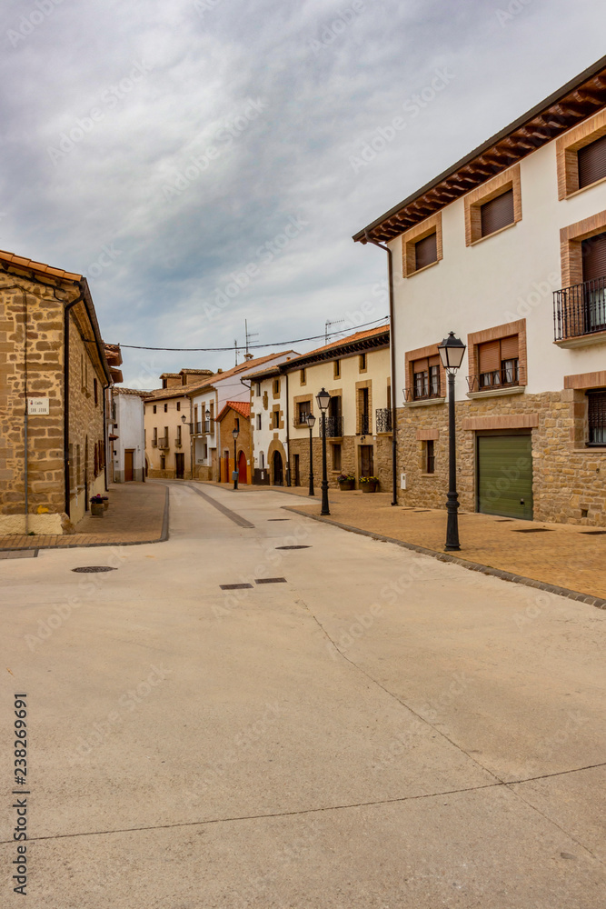 Obanos overcast urban skyline, in Obanos, Navarre Spain