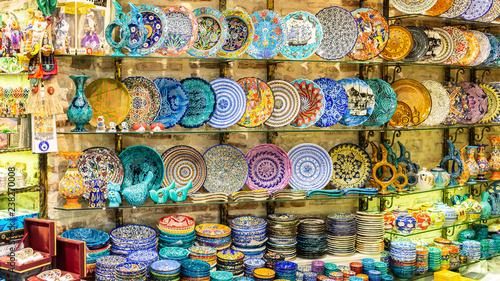Pottery in the grand bazaar of Istanbul, Turkey