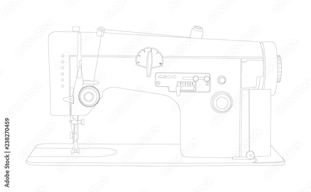 Sewing machine vector illustration isolated on white background. Fashion industry tool.